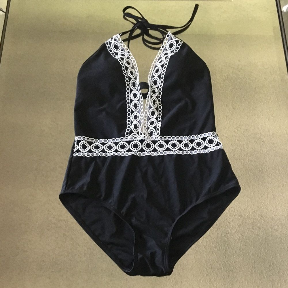 Black/White One Piece Swimsuit